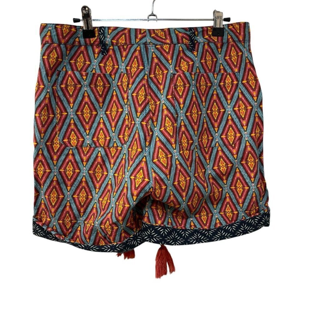 Sundance Women's Kalini Linen Cuffed Shorts Size Small Pockets Zipper Rust/Navy - Picture 4 of 5